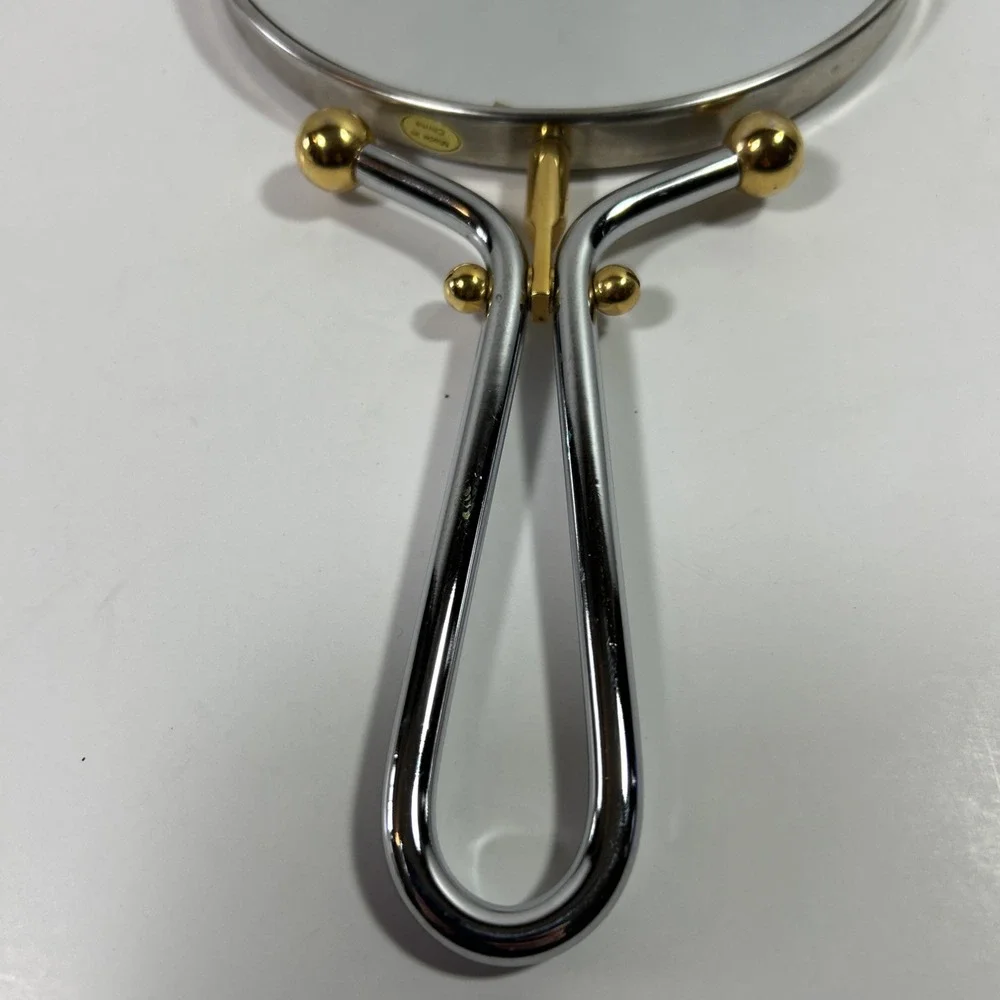 vintage personal mirror With Handle‎ Silver & Gold
